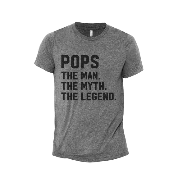 Pops - The Man, The Myth, The Legend Men's Modern Fit Fun Casual T-Shirt Printed Graphic Tee Heather Grey 3X-Large