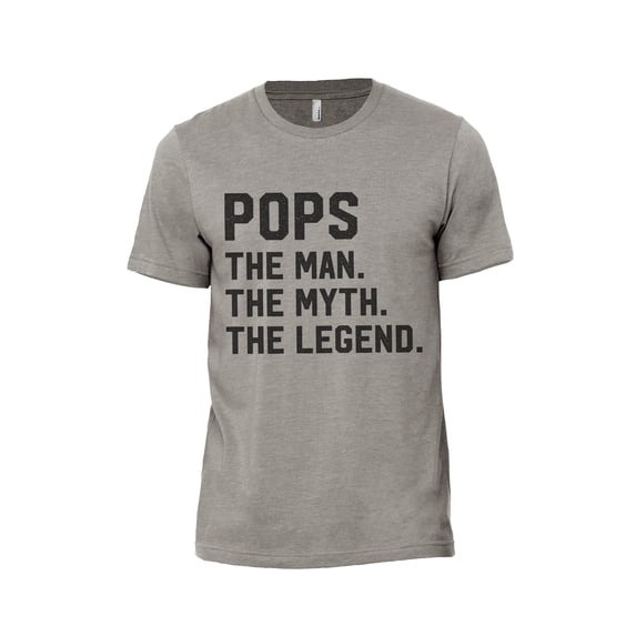 Pops - The Man, The Myth, The Legend Men's Modern Fit Fun Casual T-Shirt Printed Graphic Tee Military Grey 3X-Large