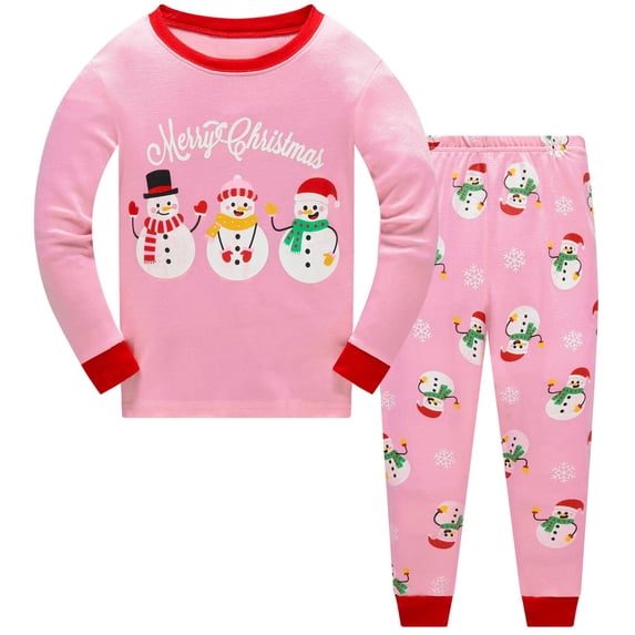 Popshion Baby Boys Christmas Pajamas Set 100% Cotton Xmas Sleepwear Snowman pjs, 2-Piece, Size 8T