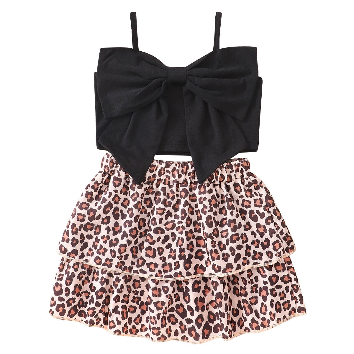 Babyproud  Infant Crop Top and Skirt Set with Layered Petal Flower Applique Embellishments main image 0