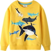 Popshion Boys Crewneck Sweatshirt Little Kids Fall Shark Print Clothes Size 3T