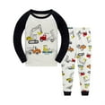 thumbnail image 1 of Popshion Boys Engineering Vehicle Print Pajamas Toddler Kids 100% Cotton 2 Piece Long Sleeve Sleepwear 6T/6760, 1 of 7
