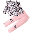 thumbnail image 1 of Popshion Girls Ruffle Sleeve Leopard T-Shirt Top and Pink Leggings Fall/Winter Set Size 3-4 Years, 1 of 7