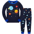 thumbnail image 1 of Popshion Little Boys Pajamas Toddler Kids 100% Cotton Space Planet 2 PCS Long Sleeve Sleepwear Set 7T/6436, 1 of 6