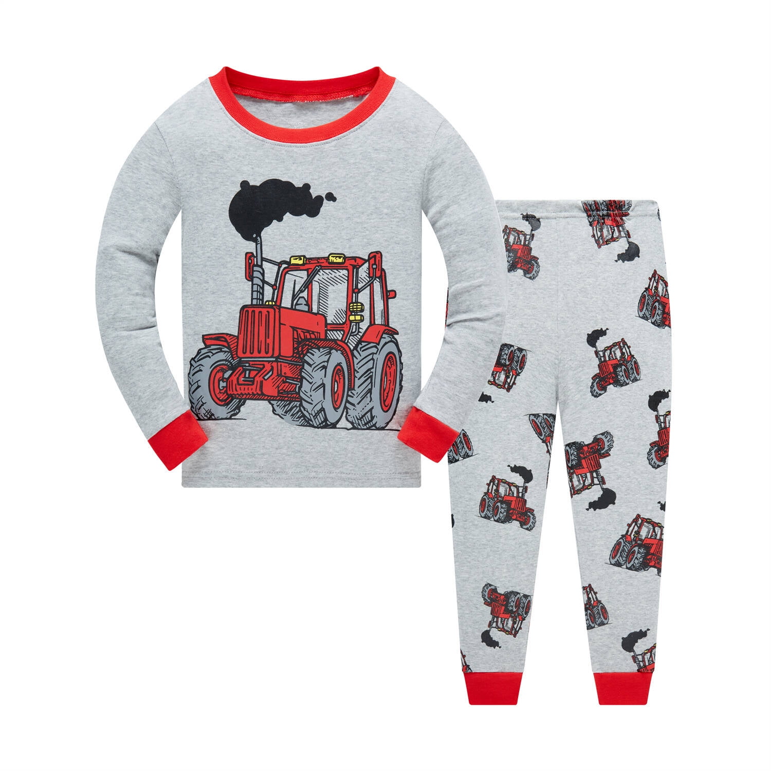 Popshion Little Boys Pajamas Tractor 100 Cotton 2 Piece Long Sleeve