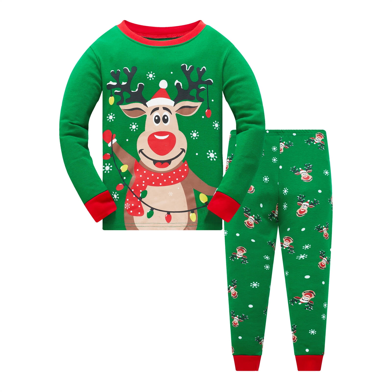 Popshion Toddler Baby Boys Christmas Pajamas Set 100 Cotton Xmas Sleepwear, 2Piece, Size 7T