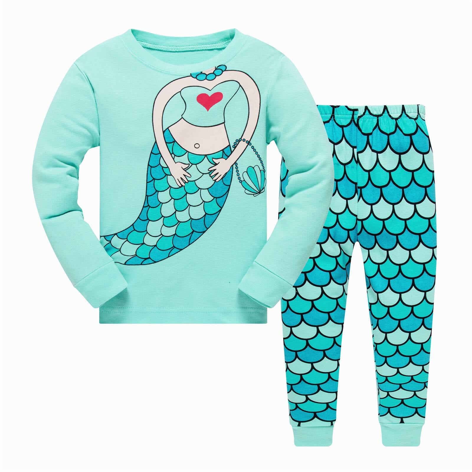 Girl's Print Bamboo Long Sleeve Pajama Set - Baby Rose Mermaid main image 0