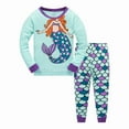 thumbnail image 1 of Popshion Toddler Baby Girls Mermaid Long Sleeve Top and Pants 100% Cotton Pajamas Set, 2 Piece, Size 6 Years, 1 of 7