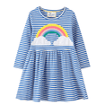 thumbnail image 1 of Popshion Toddler Baby Girls Rainbow Dress Cotton Long Sleeve Dresses, Size 2T-7Y, 1 of 7