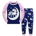 thumbnail image 1 of Popshion Toddler Baby Girls Unicorn Long Sleeve Top and Pants 100% Cotton Pajamas Set, 2 Piece, Size 6 Years, 1 of 7