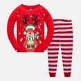 thumbnail image 1 of Popshion Toddler Boy 100% Cotton Christmas Pajamas Set Reindeer Pjs Size 8T, 1 of 7