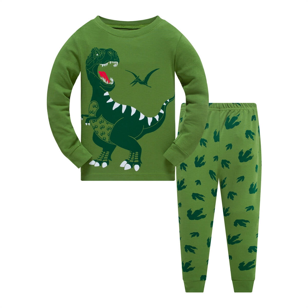 Popshion Toddler Boys Pajamas 100% Cotton T-Rex Dinosaur Sleepwear ...