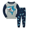 thumbnail image 1 of Popshion Toddler Boys Pajamas Set Shark Print Kids 100% Cotton 2 Piece Long Sleeve Sleepwear 3T/6598, 1 of 7