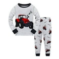 thumbnail image 1 of Popshion Toddler Boys Pajamas Tractor 100% Cotton Pjs 2 Piece Long Sleeve Sleepwear Kids Clothes Set 3T/6130, 1 of 6