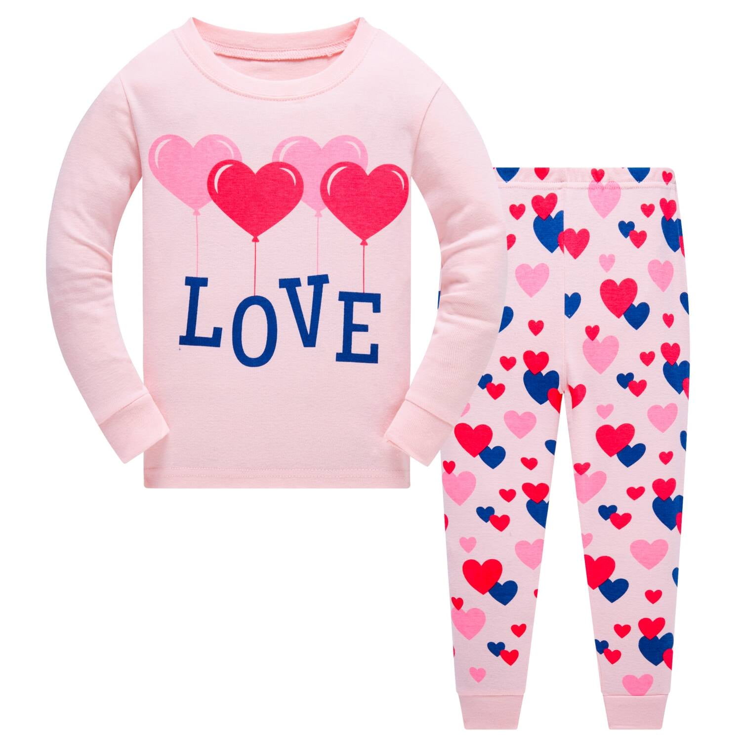 Popshion Toddler Girls 100% Cotton Heart Long Sleeve Top and Pants