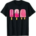 thumbnail image 1 of Popsicle Breast Cancer Awareness Cute Ice Cream Pink Ribbon T-Shirt, 1 of 3
