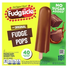 Popsicle Fudgsicle Original No Sugar Added Fudge Pops, 18 Count