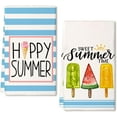 thumbnail image 1 of Popsicle Hello Summer Kitchen Towels Dish Towels Set of 2,Blue Stripes Ice Cream Hand Towels 18x26 Inch Drying Dishcloth,Farmhouse Home Seasonal Holiday Summer Decorations AD325, 1 of 6