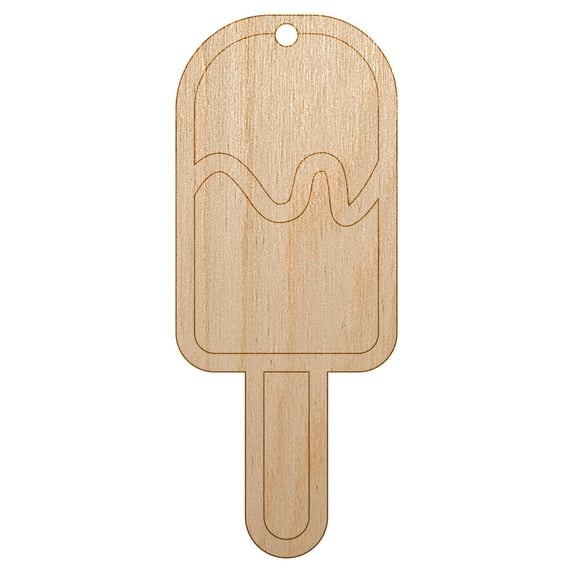Popsicle Ice Cream on Stick Summer Wood Holiday Christmas Tree Ornament Unfinished DIY Pre-Drilled Craft