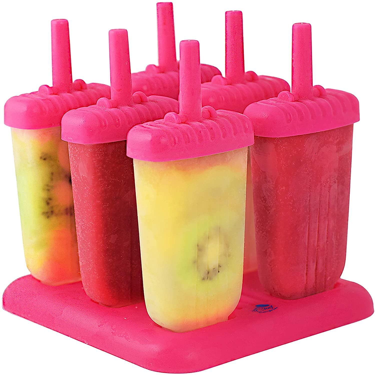 Josliki Popsicle Ice Mold Maker Set - 6 Pack BPA Free Reusable Ice Cream DIY Pop Molds Holders with Tray & Sticks Popsicles Maker Fun for Kids and Adults