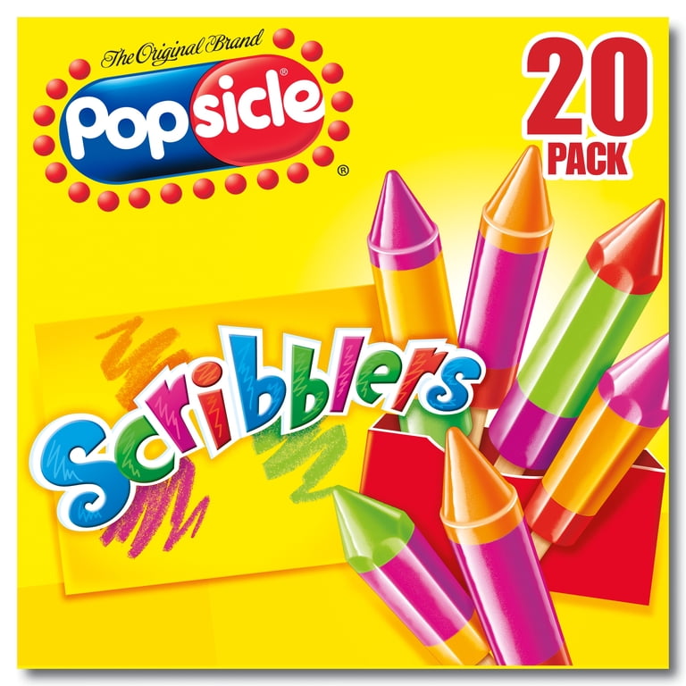 Popsicle Scribblers Ice Pops, Crayon-Shaped Frozen Treat, 20 ct