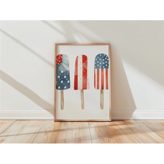 Popsicle Kitchen Decor Patriotic Americana, Unframed Poster