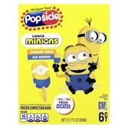 Popsicle Minions Frozen Confection Strawberry Banana Raspberry Natural Flavors, 6 Bars