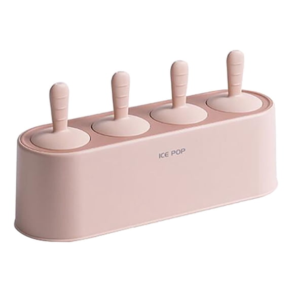 Popsicle Mold Set 4 Pieces Homemade Silicone Popsicle Maker Easy Release Ice Cream Molds Reusable DIY Pop Molds (Pink, IcyClassic Pops),9.5*3*3.5 Inch.