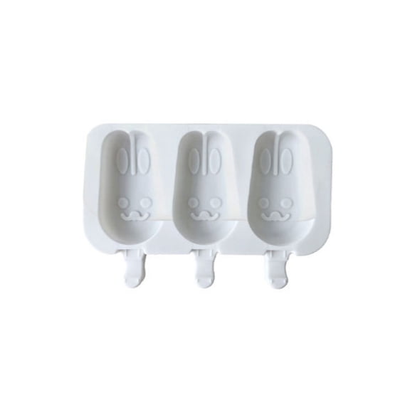 Popsicle Molds ,Rabbit Shape Popsicle Mold Silicone 3 Cavities Ice Cream Mold,for Kids Adults Ice Cream DIY Popsicle,Cake Pop, Ice Pop, Cakesicles(White)