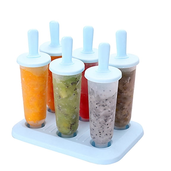 Popsicle Molds Set 6 Pack Reusable Ice Pop Maker DIY Frozen Treat Molds with Lids and Base for Homemade Juice Yogurt Fruit Popsicles for Kids and Adults
