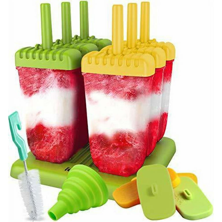 Popsicle Molds 6 Ice Pop Mold Reusable Ice Cream Maker Set with Funnel  Brush