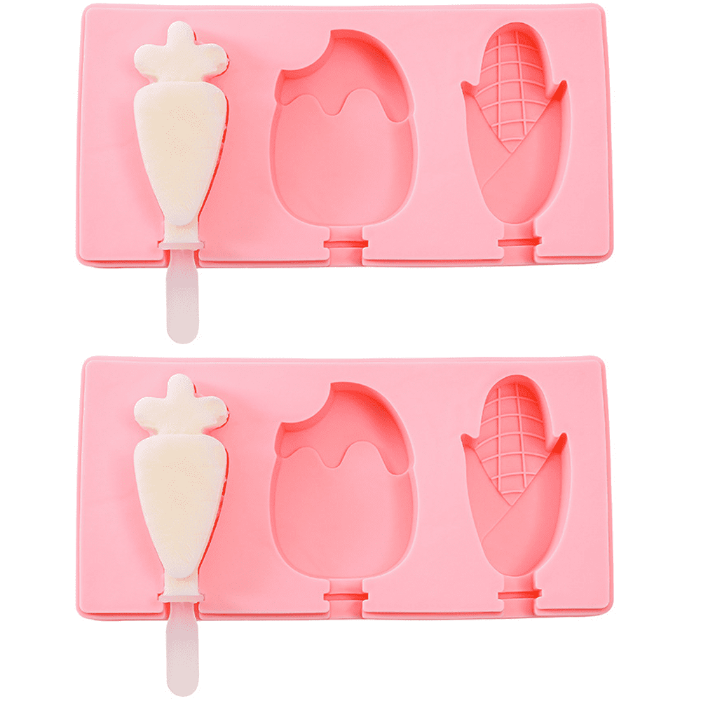 Ice Pop Molds 2 Pack Easy Release Ice Cream Mold,Fun Popsicles Molds  Silicone Reusable Cartoon Animal Cute Ice Molds for Kids with Cover with 12