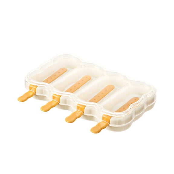 Popsicle Molds with Cover Reusable Frozen Ice Cream Candy Dessert Cakesicle Moulds for Baking Cake Pop with Wooden Sticks Beige