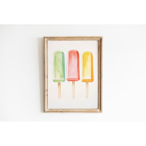 Popsicle Print, Colorful Nursery Art, Summer Kitchen Art Print, Pastel Popsicle Print, Summer Dessert Wall Art Downloadable Poster Decor, Size 12x18 UNFFRAMED F03.1.8l1197