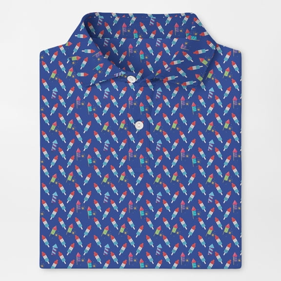 Popsicle Season Polo Shirt for Men Firework Funny Golf Shirt 4th of July