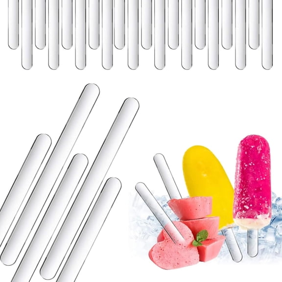 Popsicle Sticks 50pcs Acrylic Cakesicle Sticks for DIY Ice Pop/Cake/Candy Reusable Craft4.50.39in