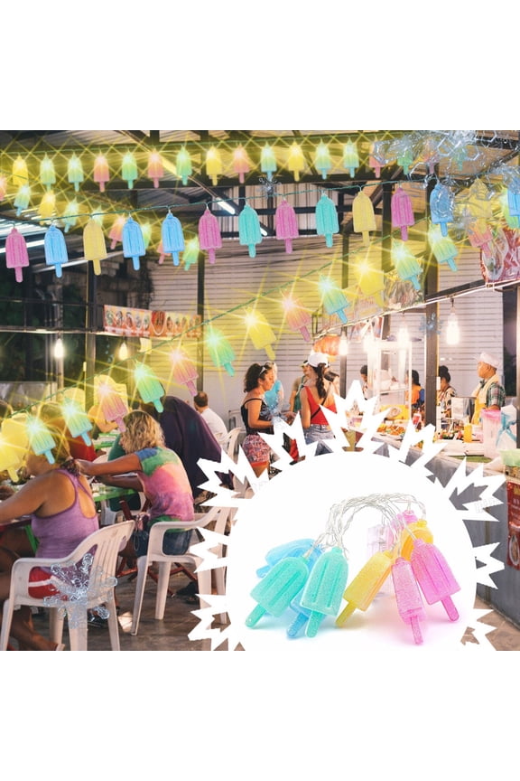 Popsicle String Lights, Summer Patio Decorative LED Fairy Lights, Battery Powered Indoor and Outdoor Decorative Lights for Bedroom Garden Hotel Beach Bar Kids Room Party Decoration