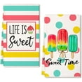 thumbnail image 1 of Popsicle Summer Kitchen Towels Set of 2,Colourful Life is Sweet Cake Dish Hand Towels Farmhouse Indoor Outdoor Holiday Seasonal Decorations DD108, 1 of 6