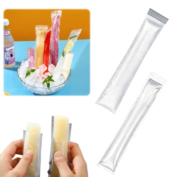 Popsicle sleeves-Disposable Ice Popsicle Mold Bags Comes With A Funnel, BPA Free Freezer Tubes, Healthy Snack Yogurt Stick Juice Fruit Smoothies Ice Freezing 50pc