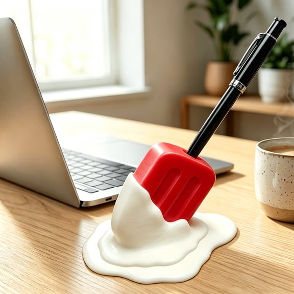 Popsicles Melting Pen Holders Cute Ice Cream Shape Desk Organizer Decorative Stationery Storage Holders Tabletop Home Office Study Room Decor Acce Red Free Size