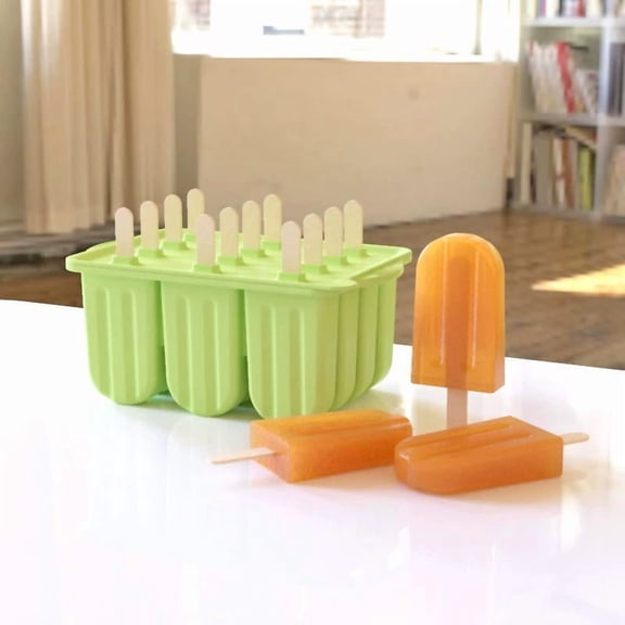 Popsicles Molds,12 Pieces Silicone Popsicle Molds Easy-Release BPA-free Popsicle Maker Molds Ice Pop Molds Homemade Popsicle Ice Pop Maker with 50PCS Popsicle Sticks