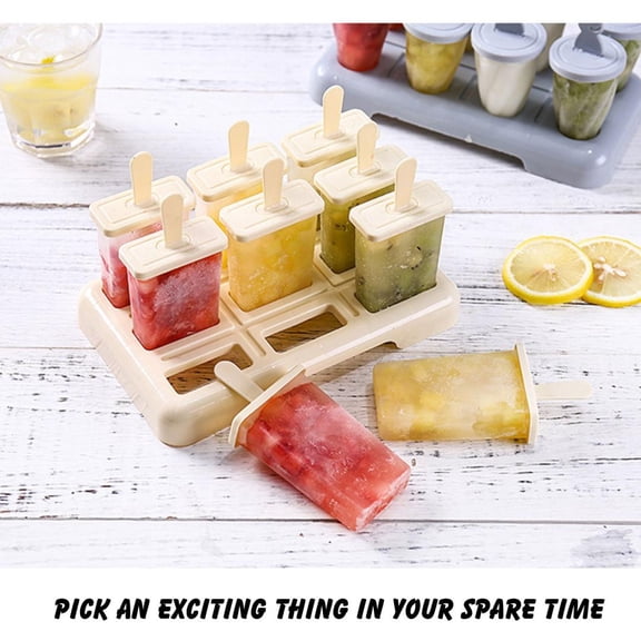 Popsicles Molds 9-Cavity Ice Cream Molds Popsicle with 9 Sticks Silicone Popsicle Molds Reusable Popsicle Maker Molds for Freezer Molds Kitchen Tools Easy Releas