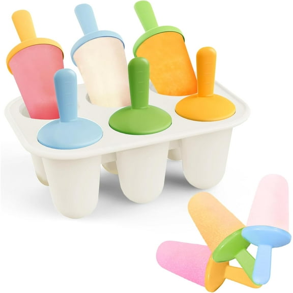 Popsicles Molds Silicone, 6 Pieces BPA-Free Ice Pop Mold, Reusable Mini Toddler Popsicle Molds with Sticks, Homemade Small Popsicle Mold for Kids (White)