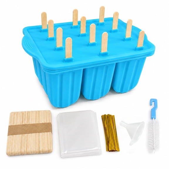 Popsicle Molds Silicone Popsicle Maker Homemade Ice Pop Mold Ice Pop Maker 12 Pieces Blue