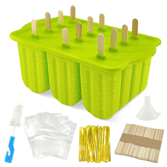 Popsicle Molds Silicone Popsicle Maker Homemade Ice Pop Mold Ice Pop Maker 12 Pieces Green