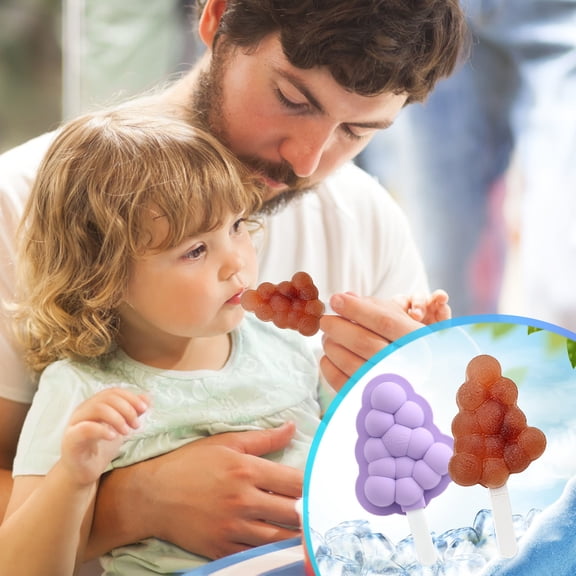 Popsicles Molds Silicone with Sticks, Ice Pop Molds for Homemade Ice Cream Frozen Snacks, Reusable Popsicles Maker with Lid for Kids, Grape-Shaped, BPA-Free Dishwasher Safe