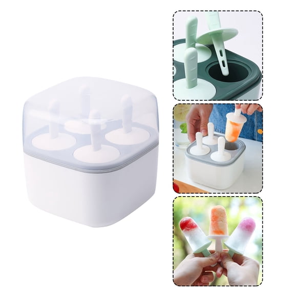 Popsicles Molds Transparent Homemade Ice Cream Mold with Lid Creative Diy Handheld Popsicle Ice Cream 4 Even Freezer Box Popsicle Mold White, Kitchen Essentials Clearance Sale