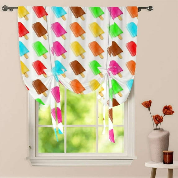 Popsicles Window Curtain for Living Room Roman Curtain Kitchen Tie-up Curtains Adjustable Drapes