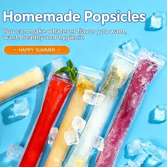 Popsicles molds-50 Popsicle Bags Sealable Yogurt Popsicle Tubes Homemade bolsitas para bolis de hielo Ice Candy Plastic Bags Disposable Juice Alcohol Liquor Lolly Pop Mold Party with Funnel
