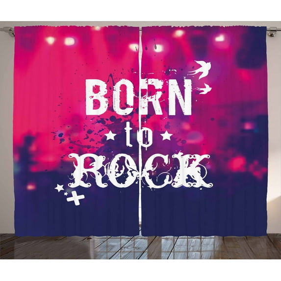Ambesonne Popstar Party Curtains 2 Panel Set, Concert Stage, 108" x 90", Pink Purple